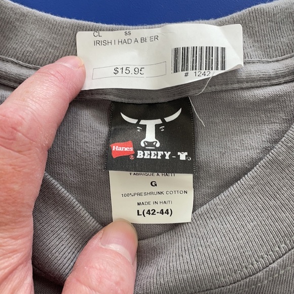 Irish I Had a Beer - Hanes Beefy Tee - Large - Picture 3 of 5